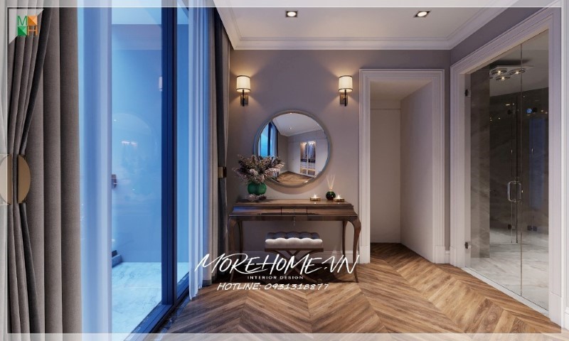 Thiết kế nội thất chung cư gỗ óc chó
