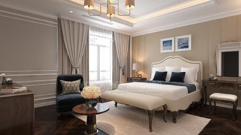 Thiết kế phòng ngủ gỗ óc chó