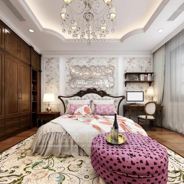 Thiết kế phòng ngủ gỗ óc chó
