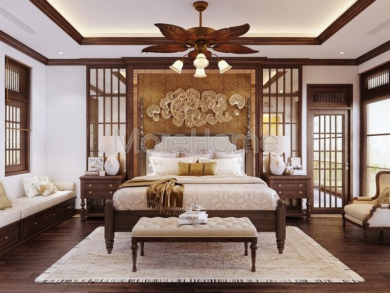 Thiết kế phòng ngủ gỗ óc chó