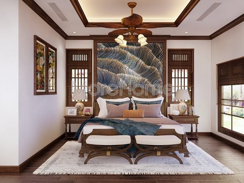 Thiết kế phòng ngủ gỗ óc chó