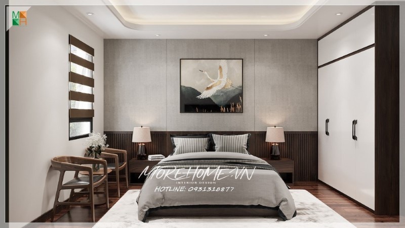 Thiết kế phòng ngủ gỗ óc chó