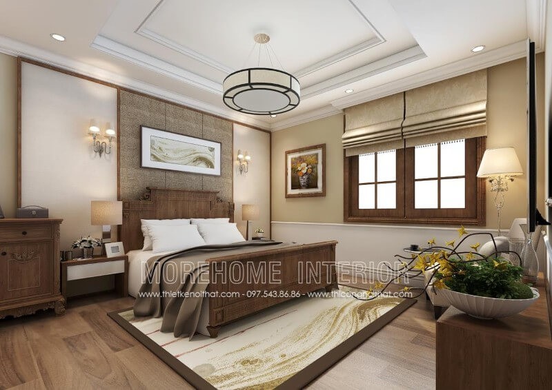Thiết kế phòng ngủ gỗ óc chó