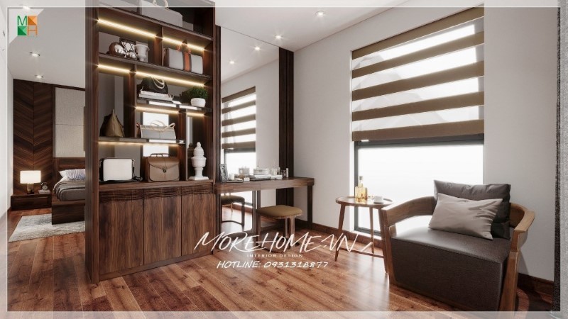 Thiết kế phòng ngủ gỗ óc chó