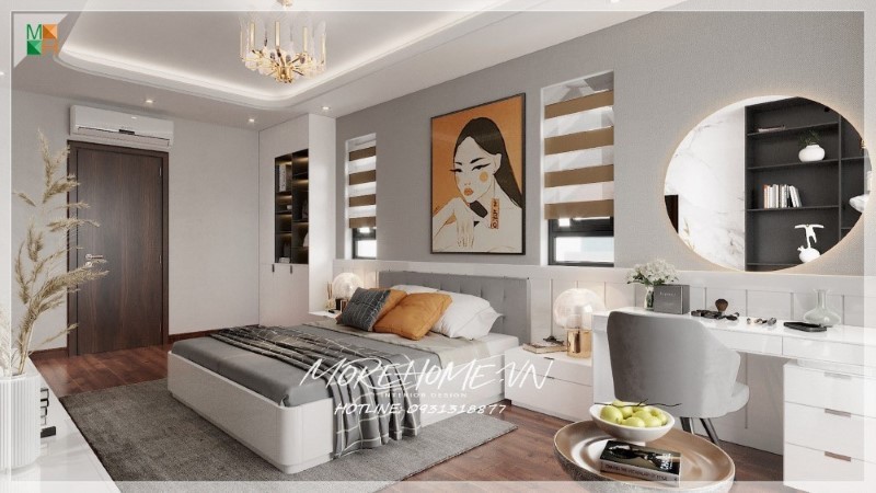 Thiết kế phòng ngủ gỗ óc chó