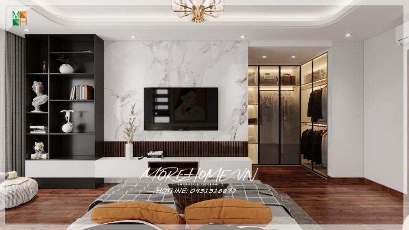 Thiết kế phòng ngủ gỗ óc chó