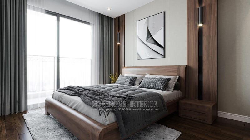 Thiết kế phòng ngủ gỗ óc chó