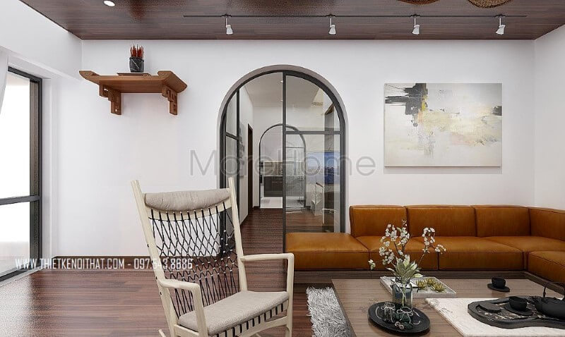 sofa góc màu nâu