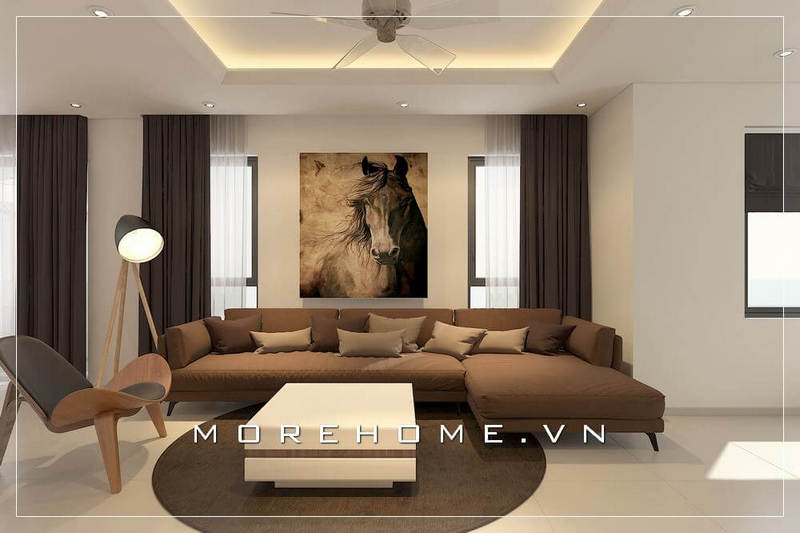 sofa góc màu nâu