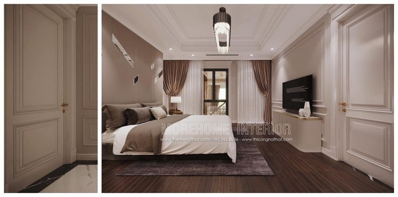 Cửa gỗ chung cư gỗ tự nhiên sơn trắng