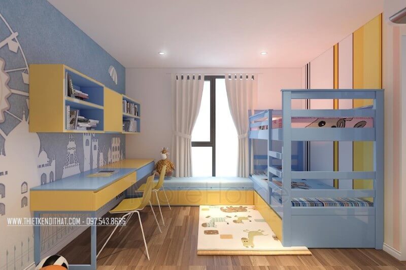 bàn học liền giá sách hiện đại