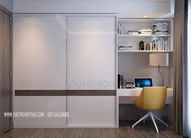 bàn học liền giá sách hiện đại