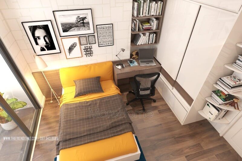 bàn học liền giá sách hiện đại