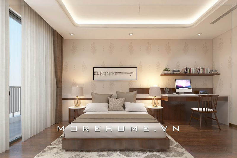 bàn học liền giá sách hiện đại