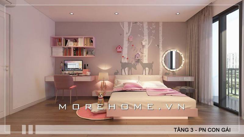bàn học liền giá sách hiện đại