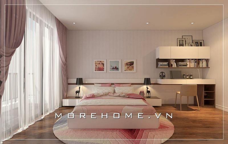bàn học liền giá sách hiện đại
