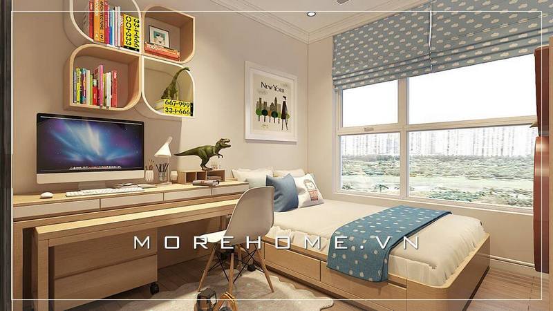 bàn học liền giá sách hiện đại