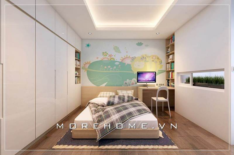 bàn học liền giá sách hiện đại