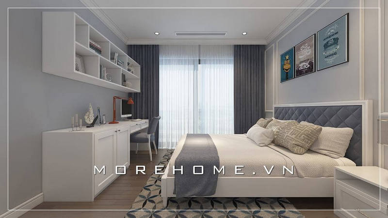 bàn học liền giá sách hiện đại