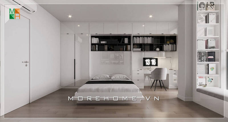 bàn học liền giá sách hiện đại
