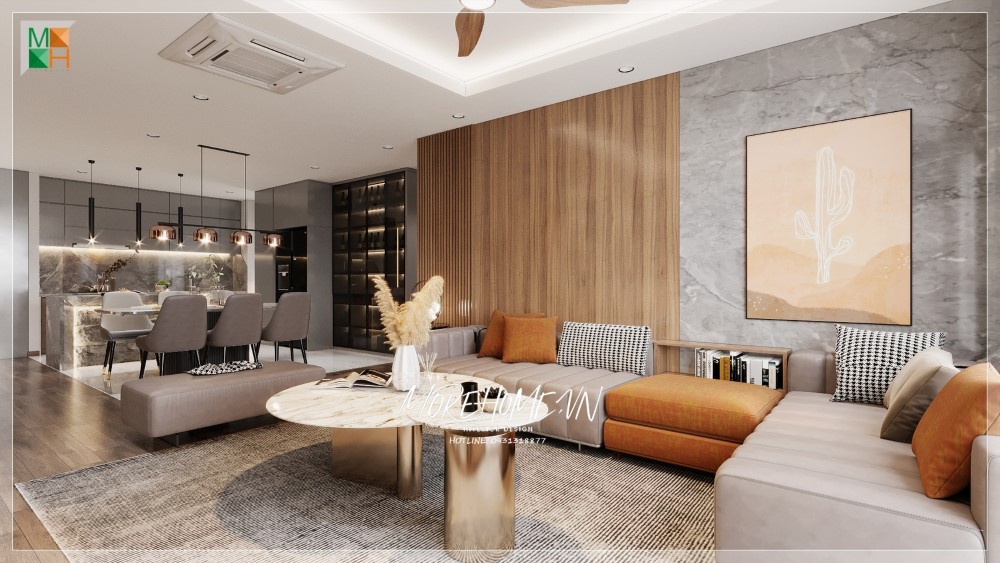 Thiết kế căn hộ 100m2 2 phòng ngủ