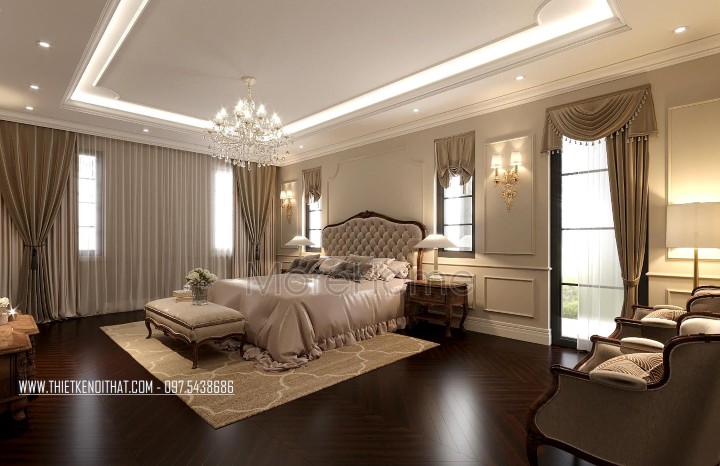 Thiết kế nội thất phòng ngủ cổ điển châu Âu Thiết kế nội thất phòng ngủ cổ điển châu Âu
