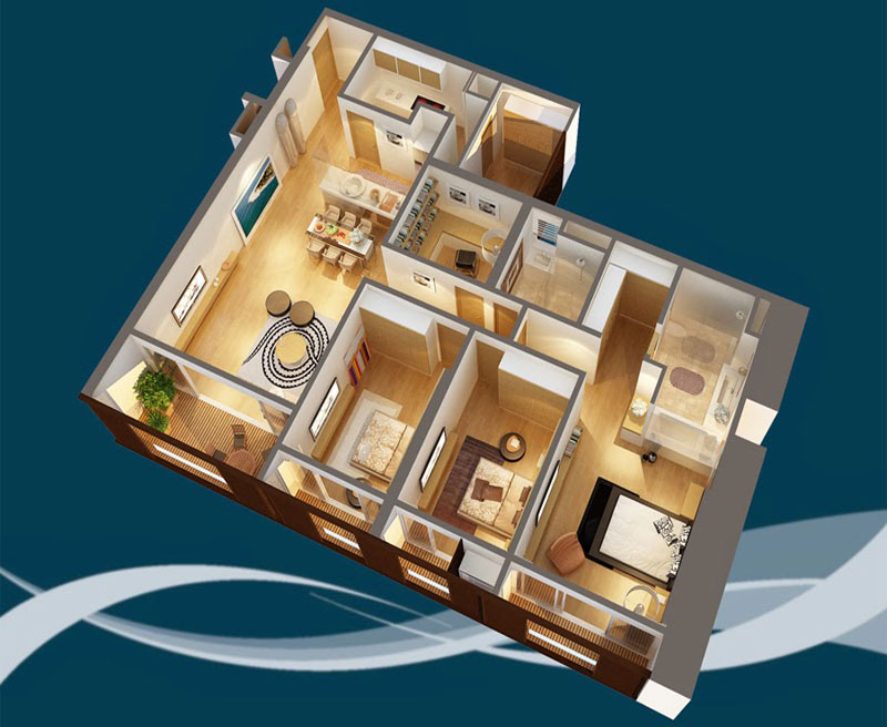 Mẫu thiết kế nội thất căn hộ chung cư  Dolphin Plaza 171m2