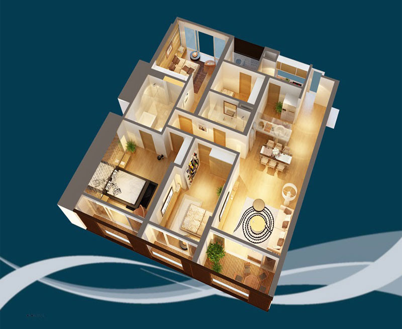 Mẫu thiết kế nội thất căn hộ chung cư Dolphin Plaza 156m2