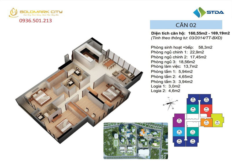 Mẫu thiết kế nội thất căn hộ chung cư Goldmark City 160-169m2 Mẫu thiết kế nội thất căn hộ chung cư Goldmark City 160-169m2