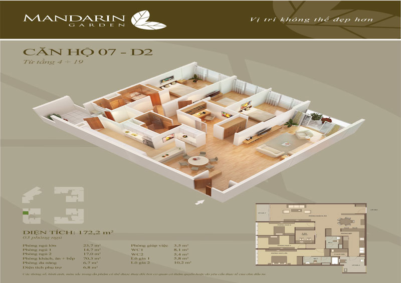 Mẫu thiết kế nội thất căn hộ chung cư Mandarin Garden 172m2 Mẫu thiết kế nội thất căn hộ chung cư Mandarin Garden 172m2
